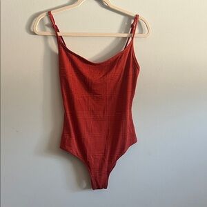 Aerie Red/Orange One-Piece Cheeky Swimsuit